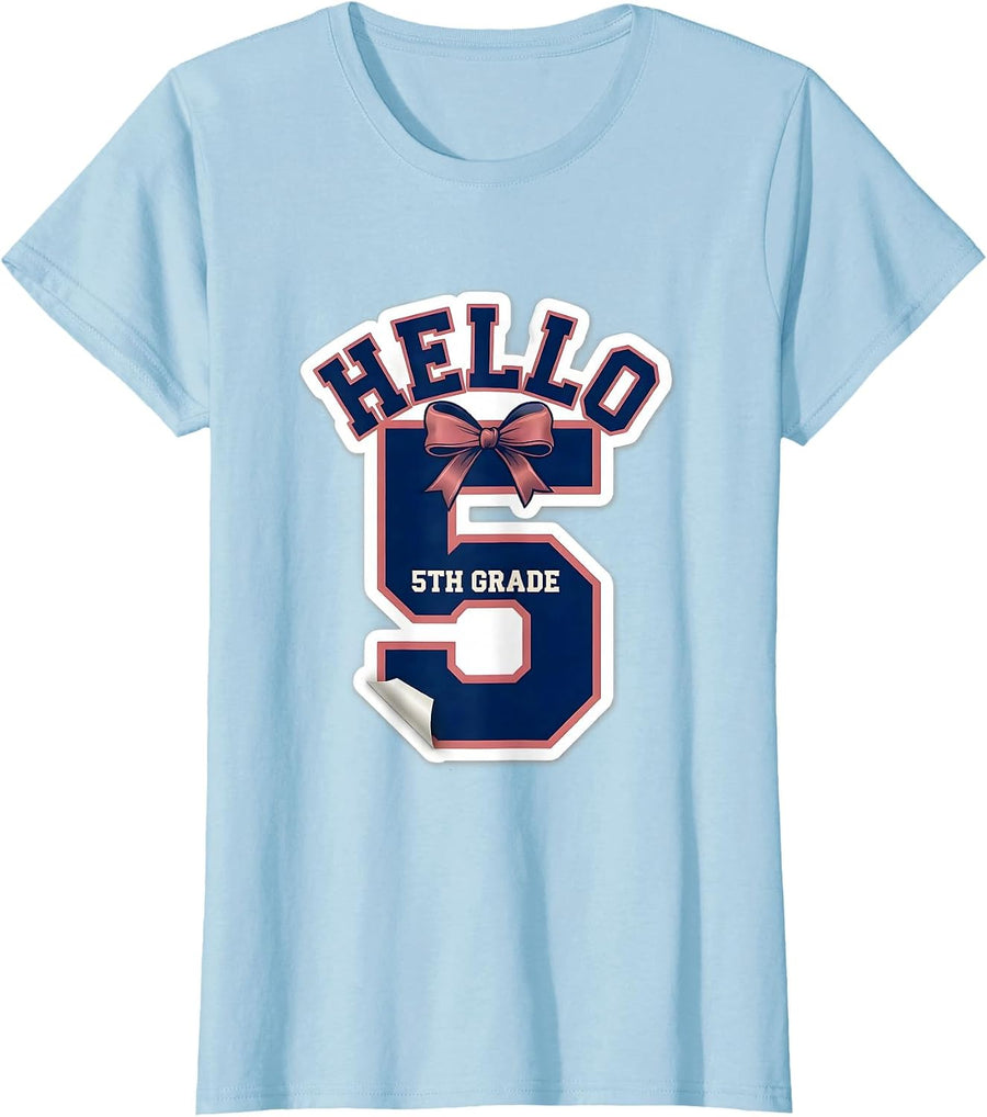 Women's Hello 5th Grade Cute Back To School Teacher Student First T-Shirt - Baby Blue