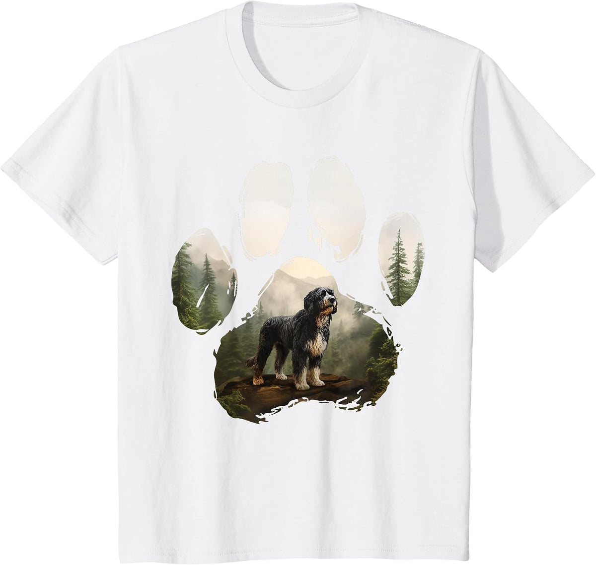 Bernedoodle Mountain Paw Design Dog Mom Dad T-Shirt - White
