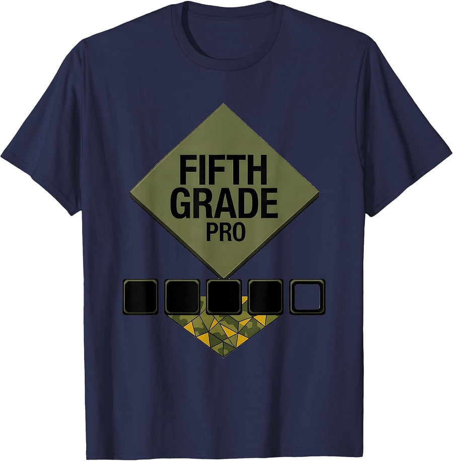 Fifth Grade Pro Camo Back To School Boys Teachers T-Shirt - Navy Blue