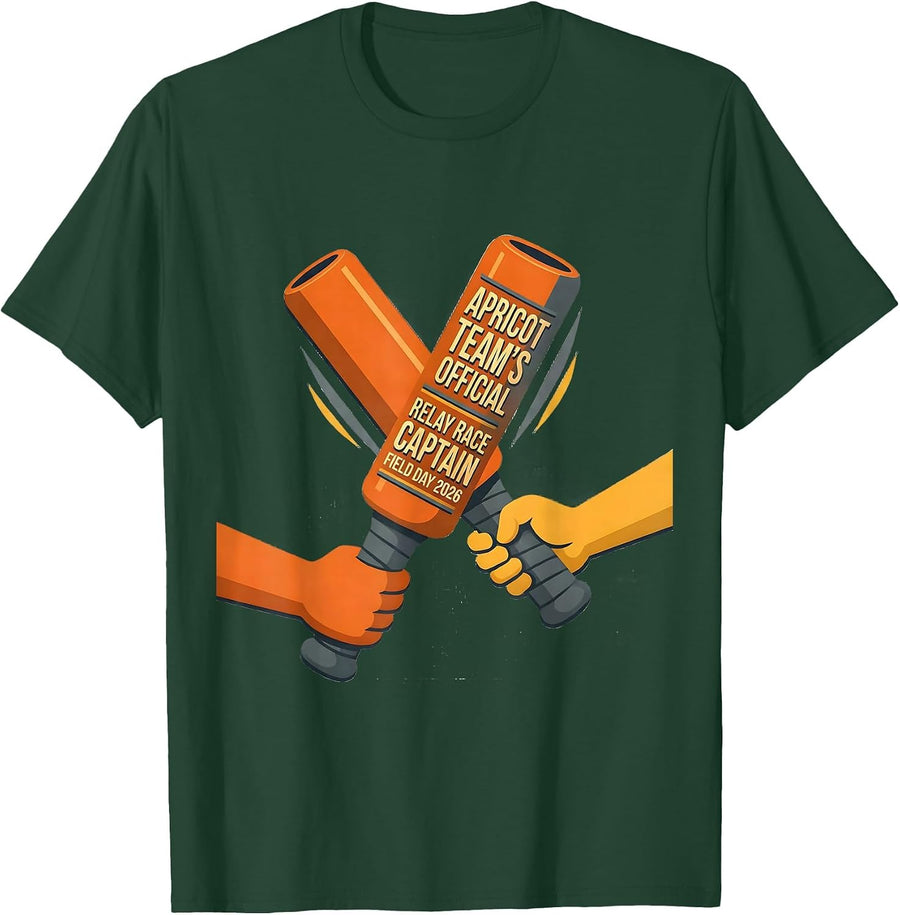 Men's Apricot Team's Official Relay Race Captain — Field Day 2026 T-Shirt - Dark Green