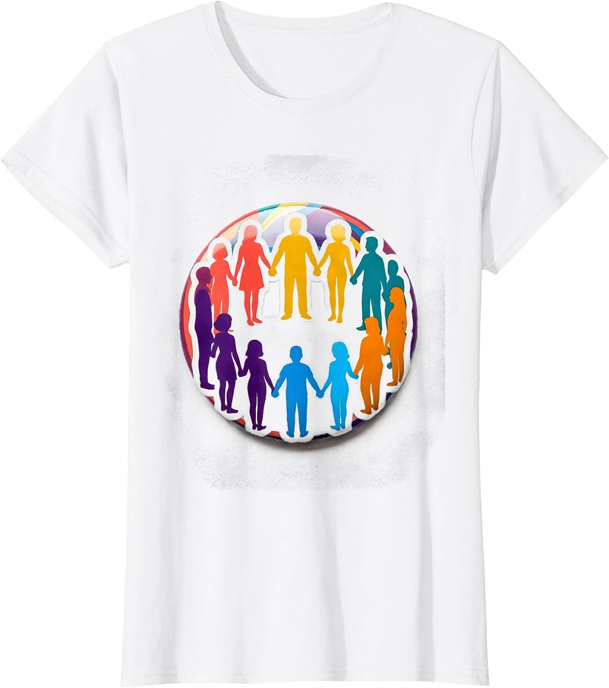 Women's Social Worker Diverse Community Circle Graphic T-Shirt - White