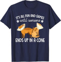 Funny It's Fun and Games Until Someone Ends Up in A Cone Tee T-Shirt for Vet Tech Pet Lovers - Navy Blue