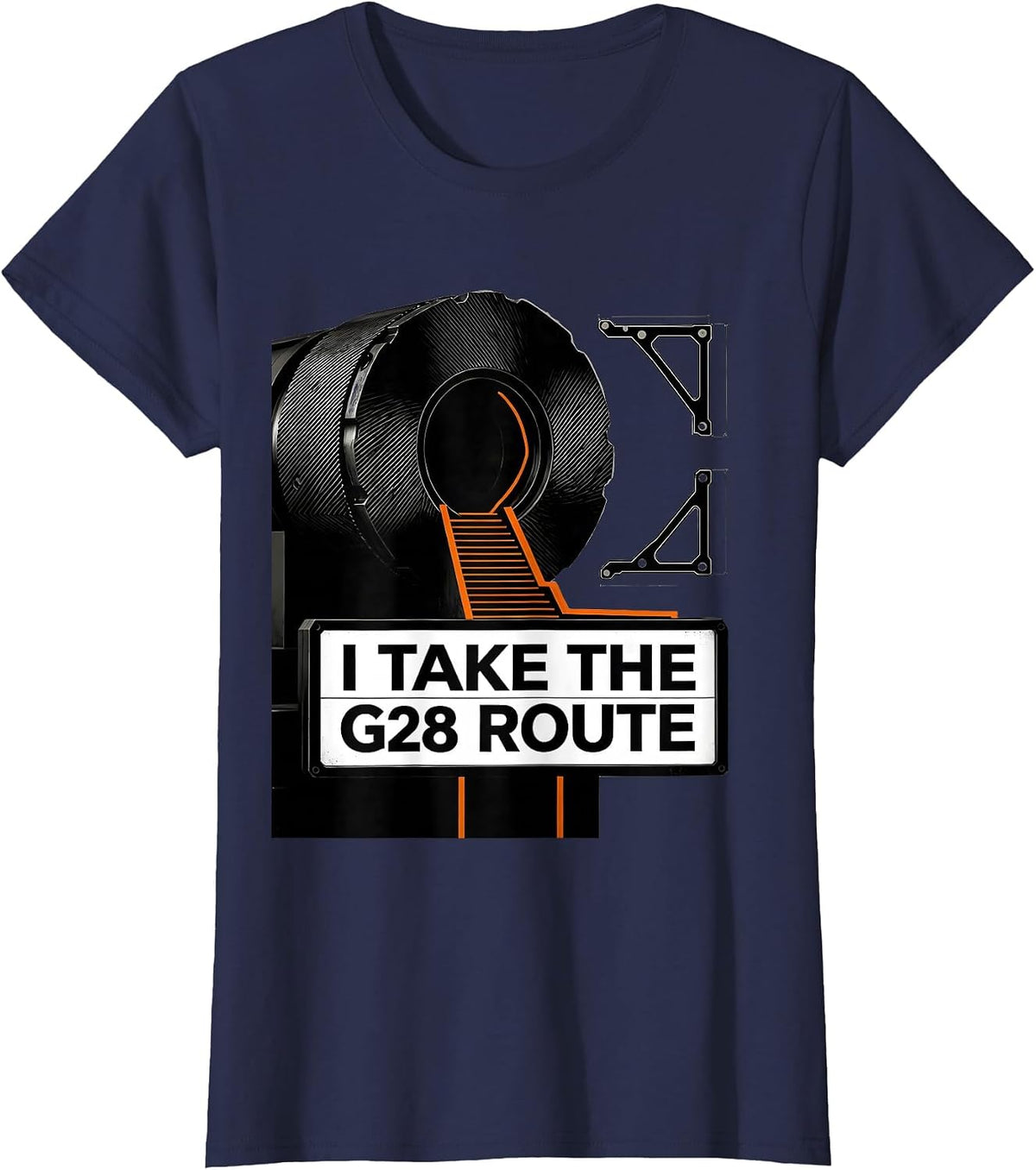 Women's I Take The G28 Route Funny CNC Machinist Trade Jargon Humor T-Shirt - Navy Blue