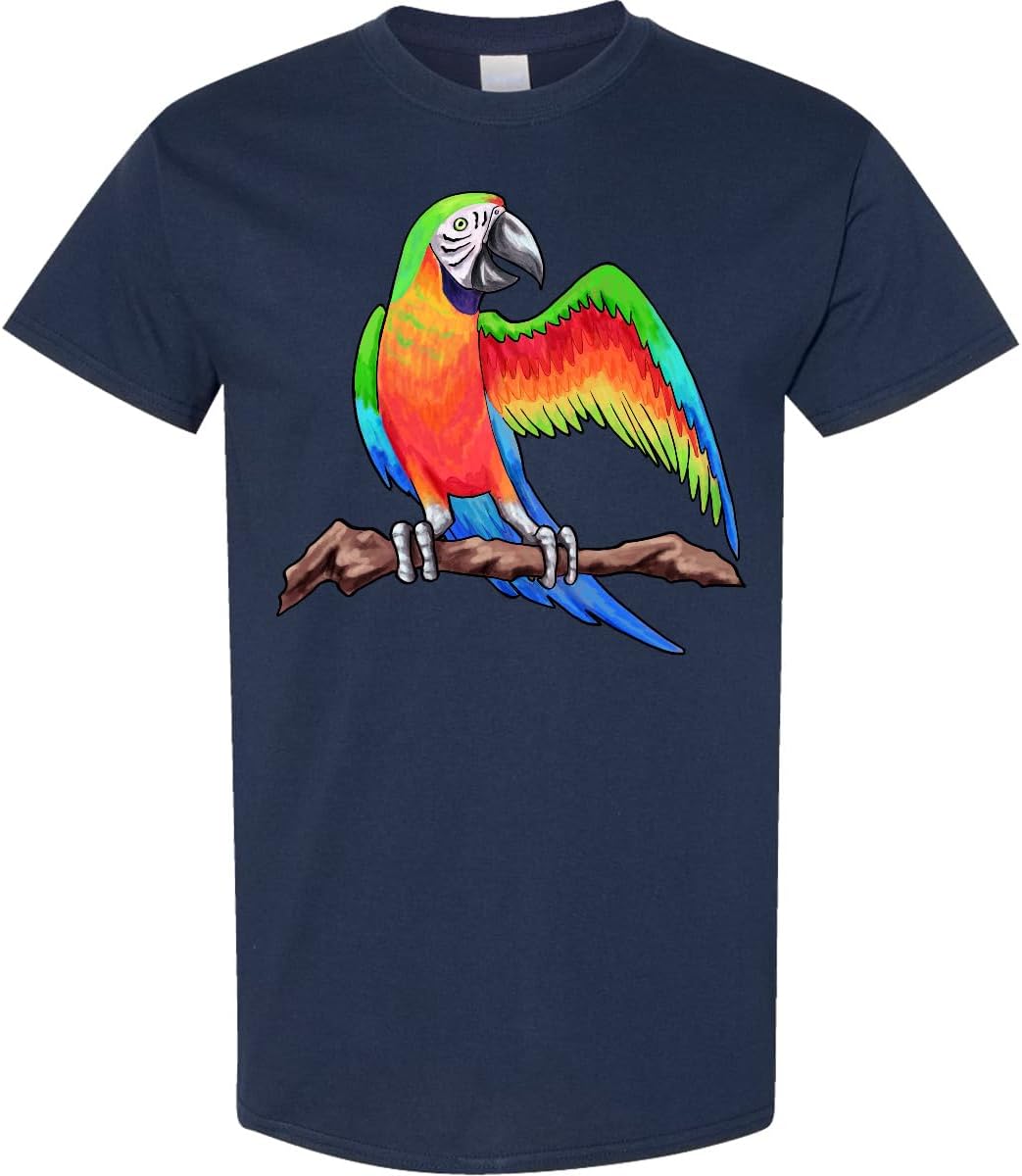 inktastic Harlequin Macaw Parrot Adult T-Shirt - Navy Blue