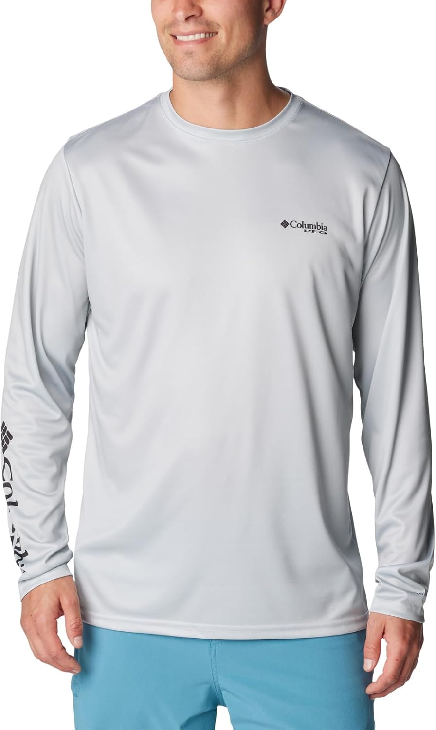 Columbia Men's Terminal Tackle PFG Bait Jumper Long Sleeve - Cool Grey\/White Bait Jumper Fresh