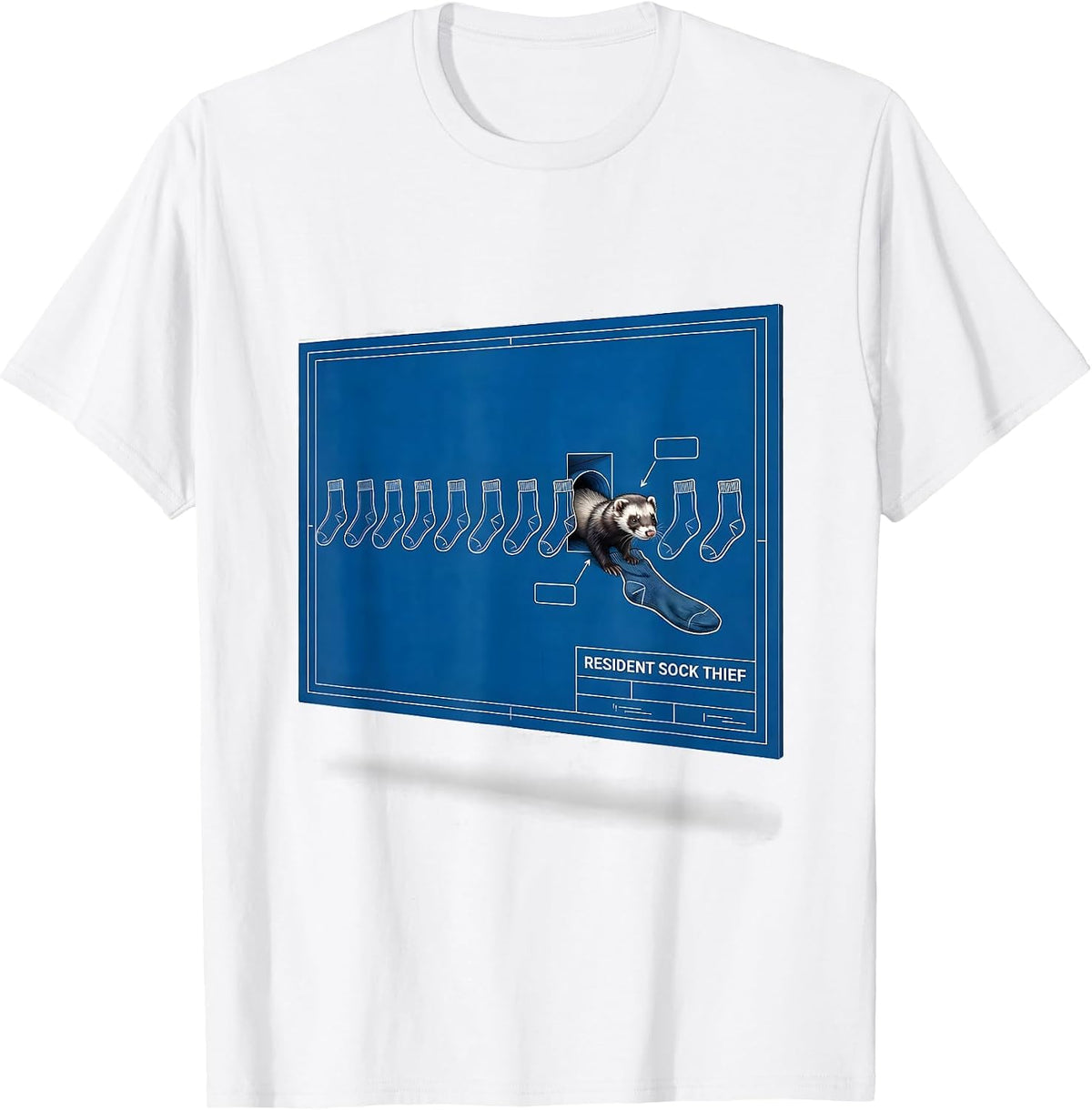 Men's Resident Sock Thief Funny Ferret Lover Gift T-Shirt - White