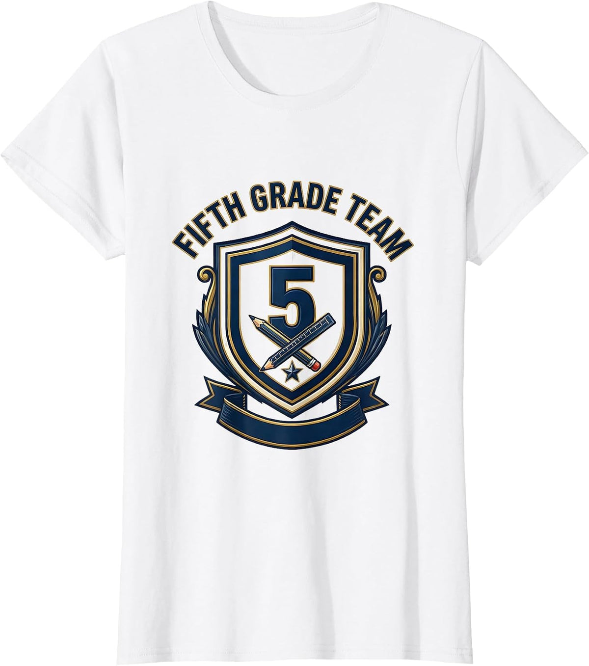 Fifth Grade Team Emblem Teacher Back To School Grade Level T-Shirt - White