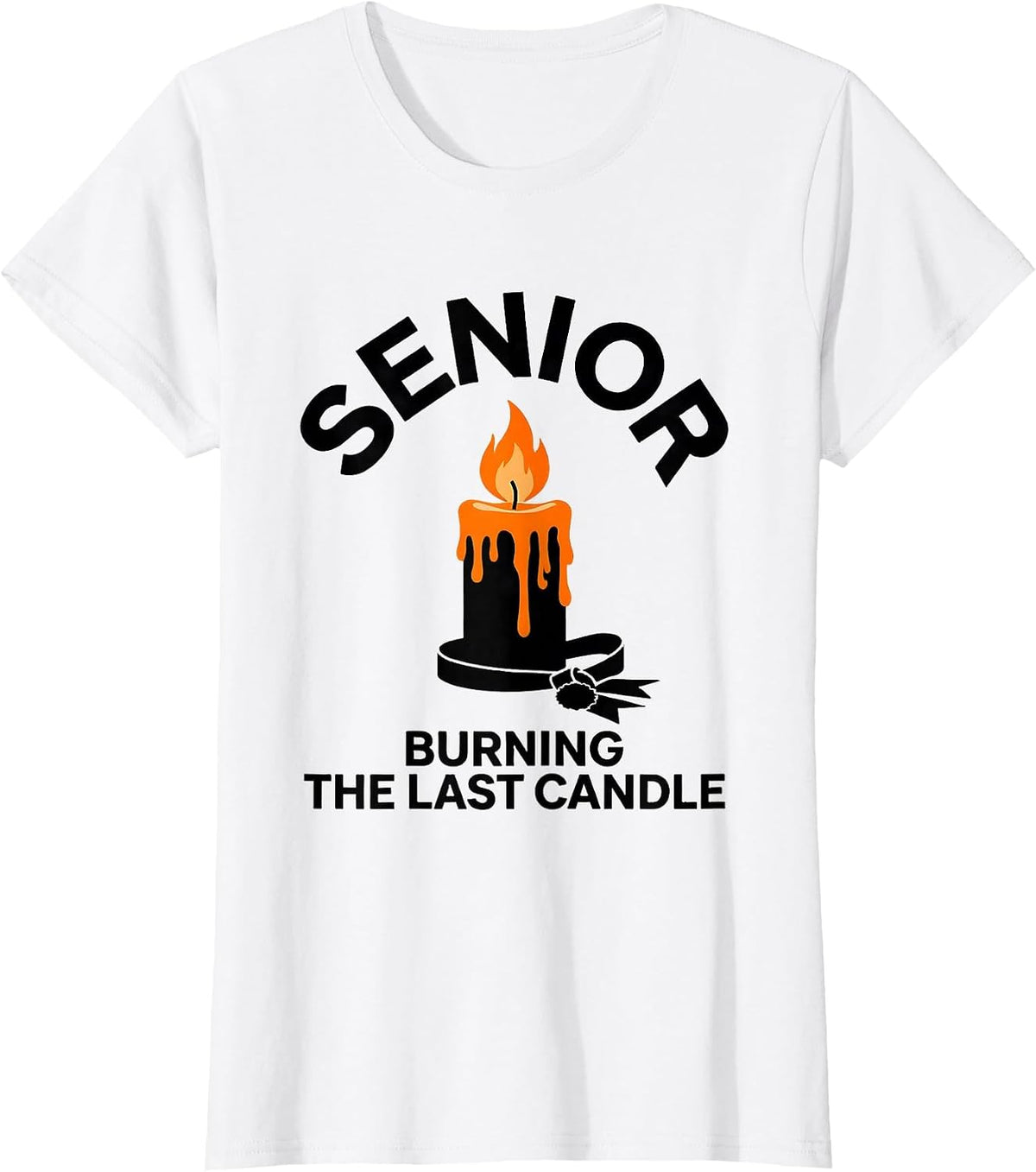 Senior Burning The Last Candle Funny College Student Gift T-Shirt - White