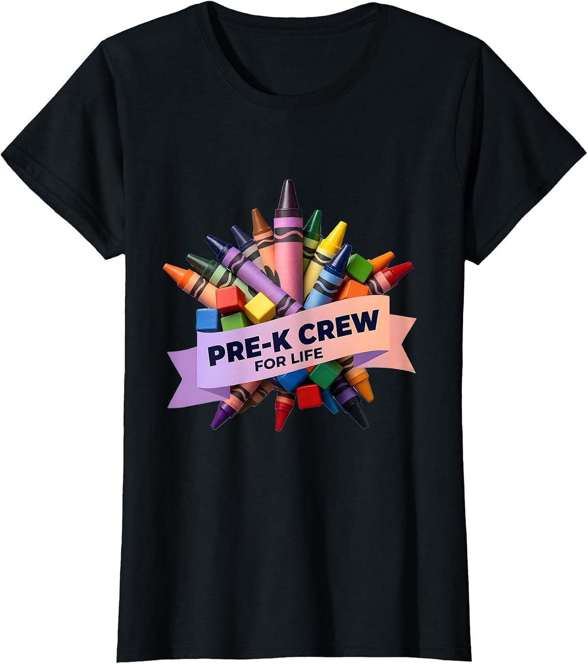 Pre-K Crew For Life Early Childhood Design T-Shirt - Black
