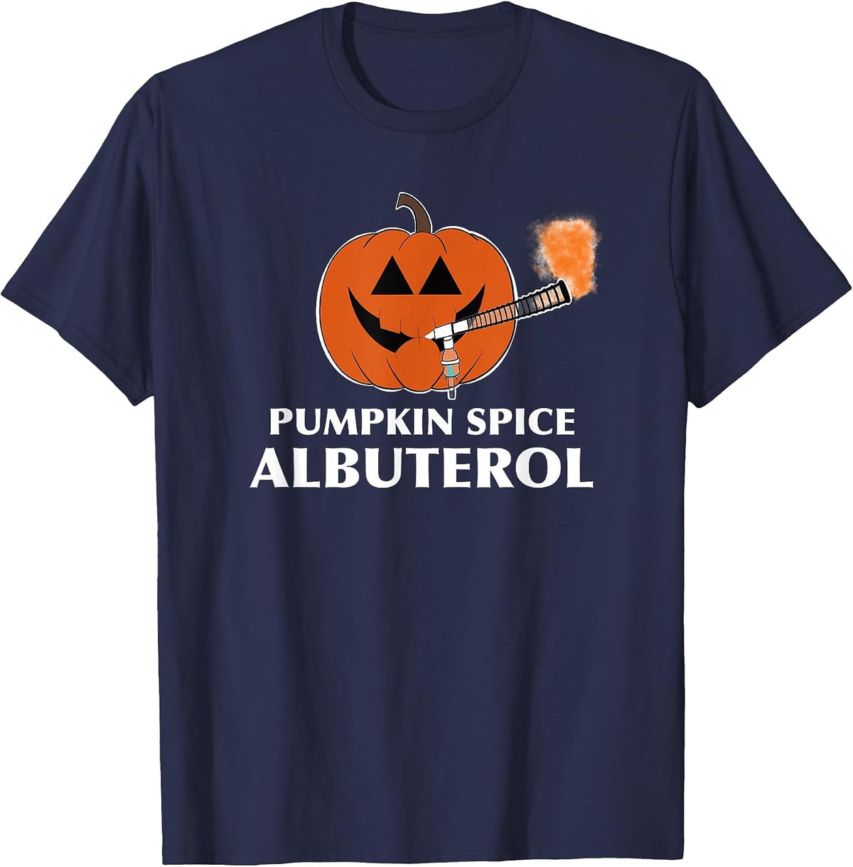 Respiratory Therapist Pumpkin Spice Albuterol Treatment T-Shirt - Navy Blue