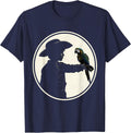 Boy Pirate Feeding a Parrot Cute Pirate Design T-Shirt - Navy Blue