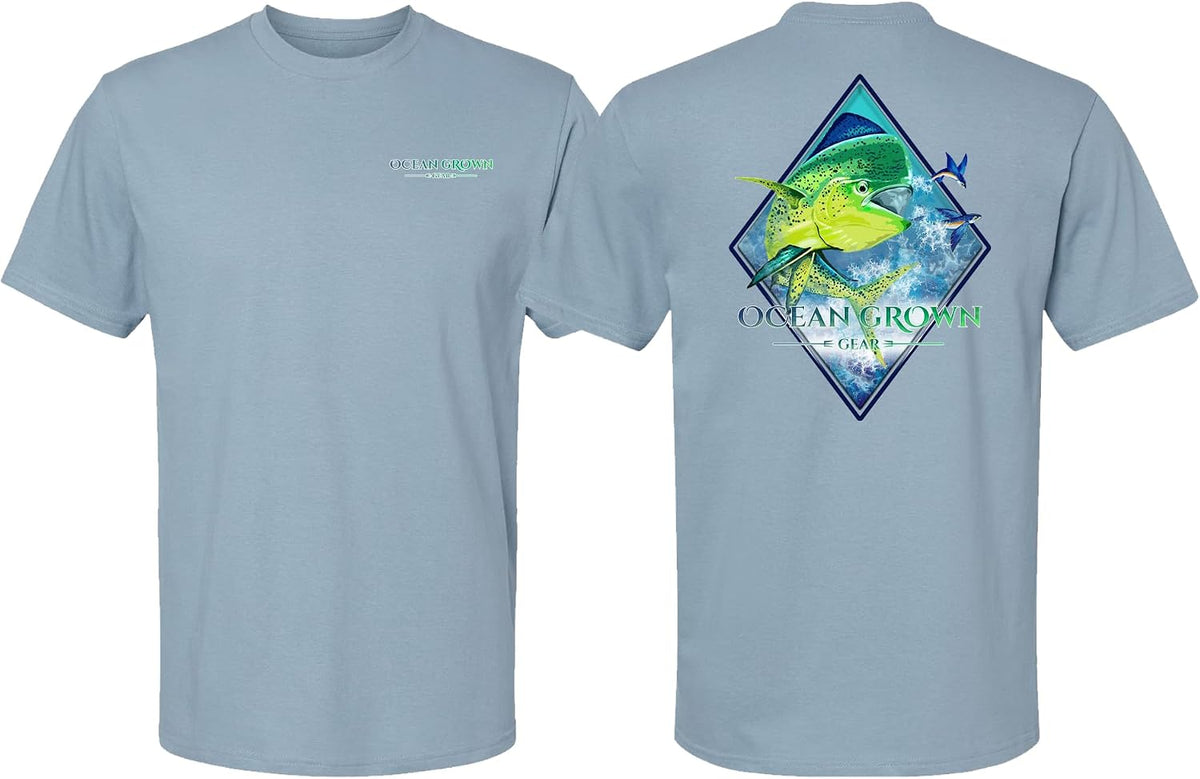 Ocean Grown Jumping Mahi Fishing T-Shirt Men's - Blue