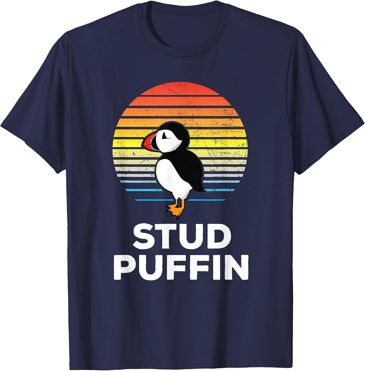Stud Puffin Funny Seabird Animal Lover Stud Muffin T-Shirt - Navy Blue