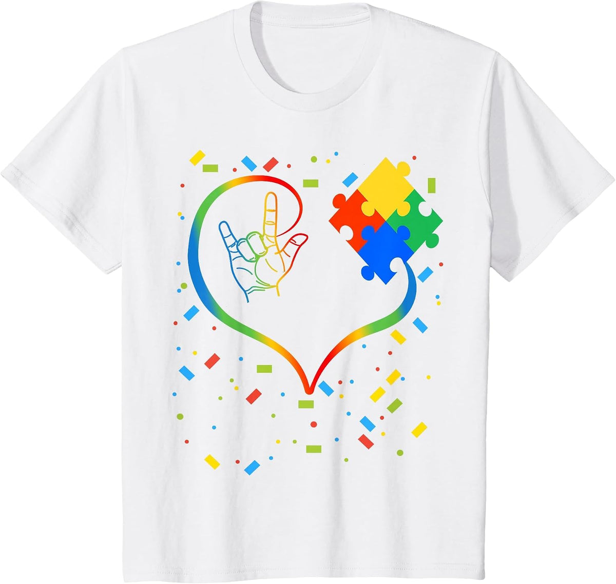 Autism Awareness Special Ed Teacher ASL Sign Language T-Shirt - White