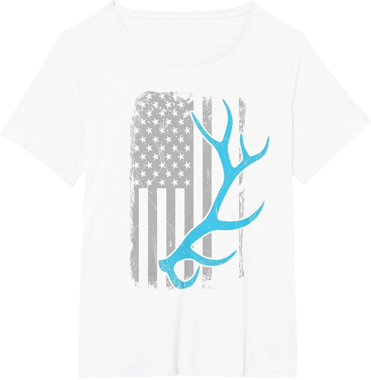 Elk Hunter - Vintage USA Flag Shed Antlers T-Shirt - White