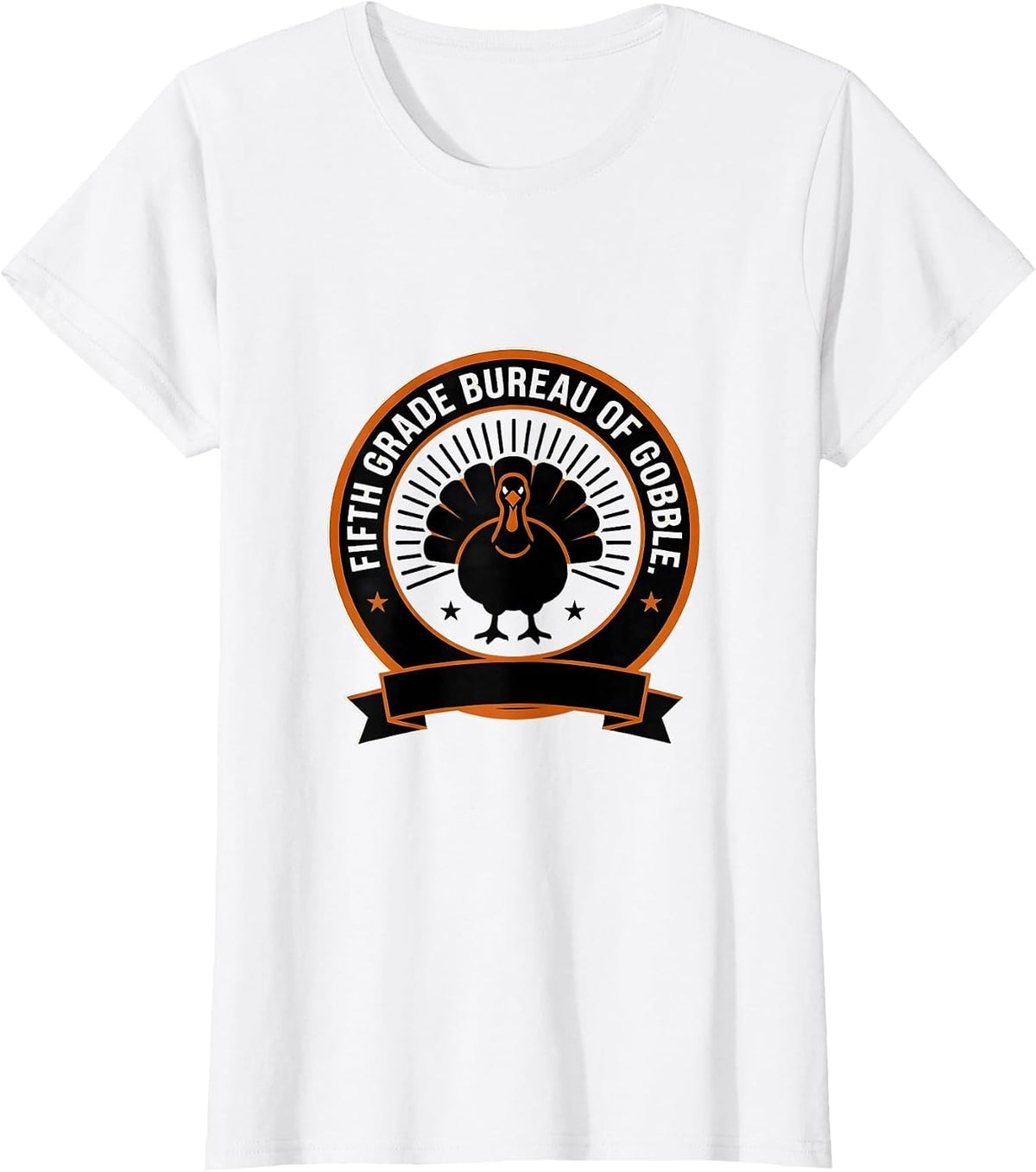 Women's Fifth Grade Bureau of Gobble Teacher Team Thanksgiving Crew T-Shirt - White
