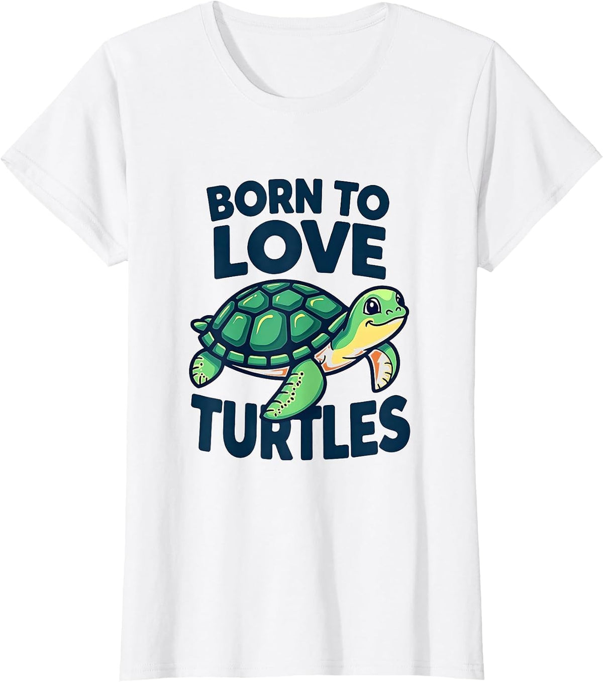 Born To Love Turtles Design T-Shirt - White