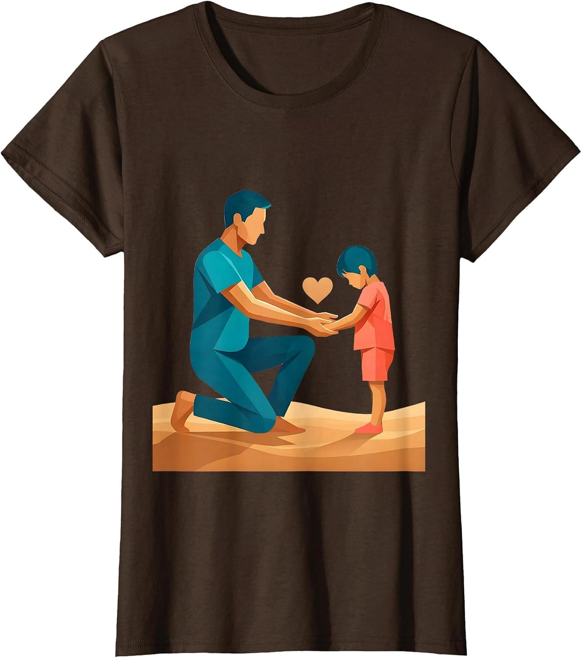 Women's Social Worker Comforting Child Graphic Design T-Shirt - Brown