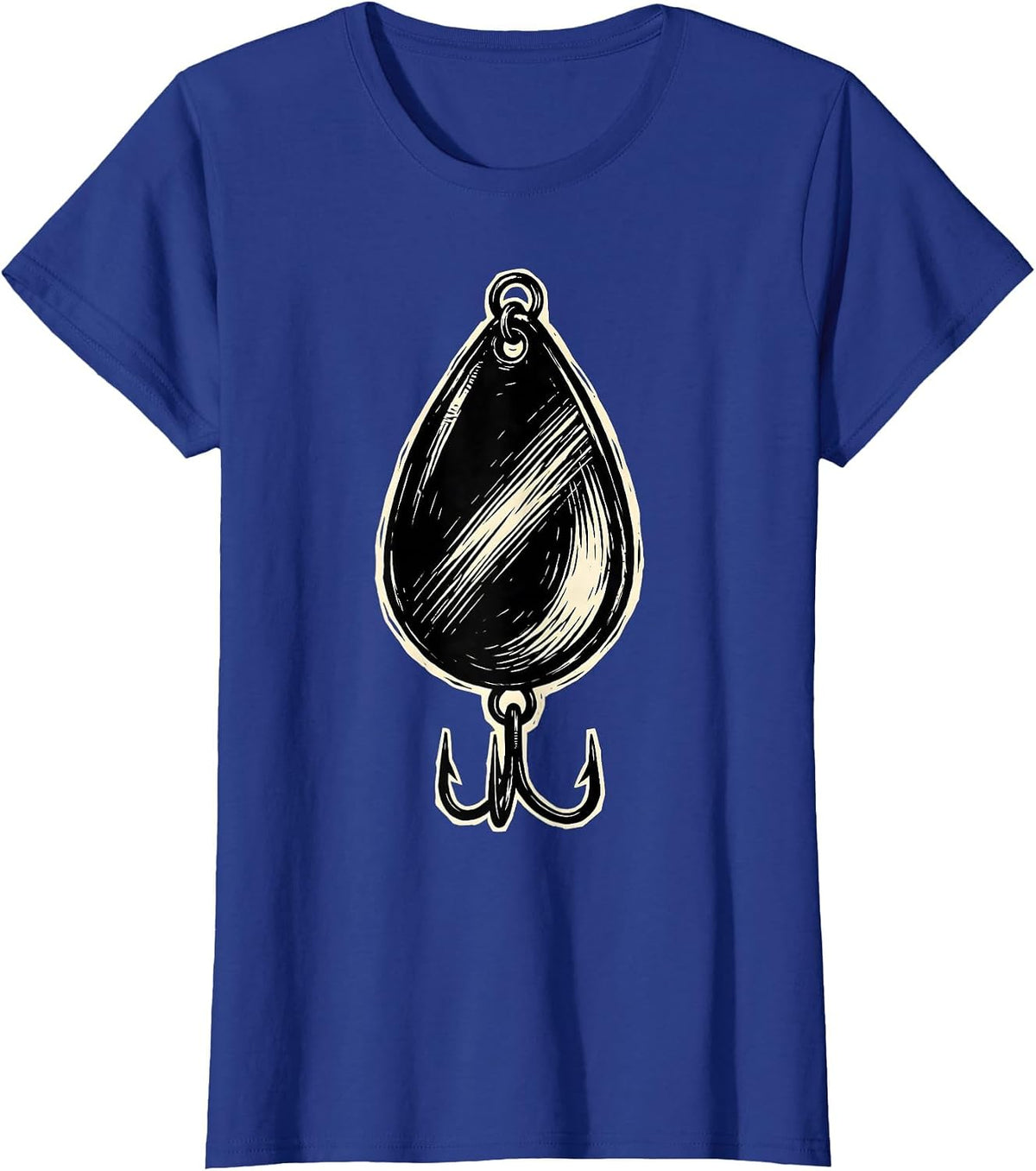 Women's Fishing Lure Treble Hook Graphic Tee T-Shirt - Royal Blue