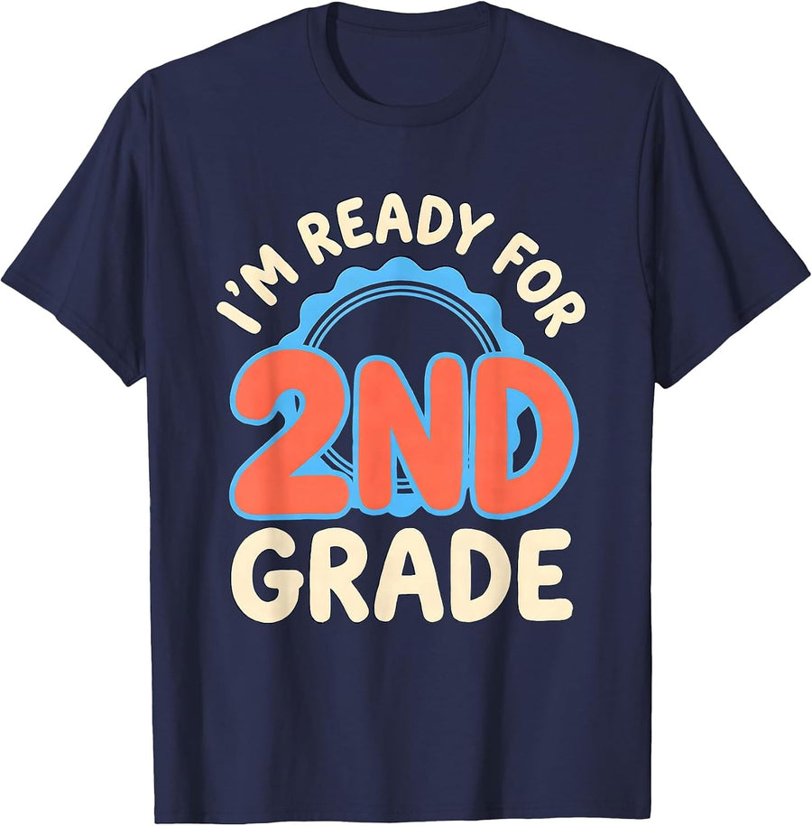 I’m Ready For 2nd Grade Funny Back To School Kids Teachers T-Shirt - Navy Blue