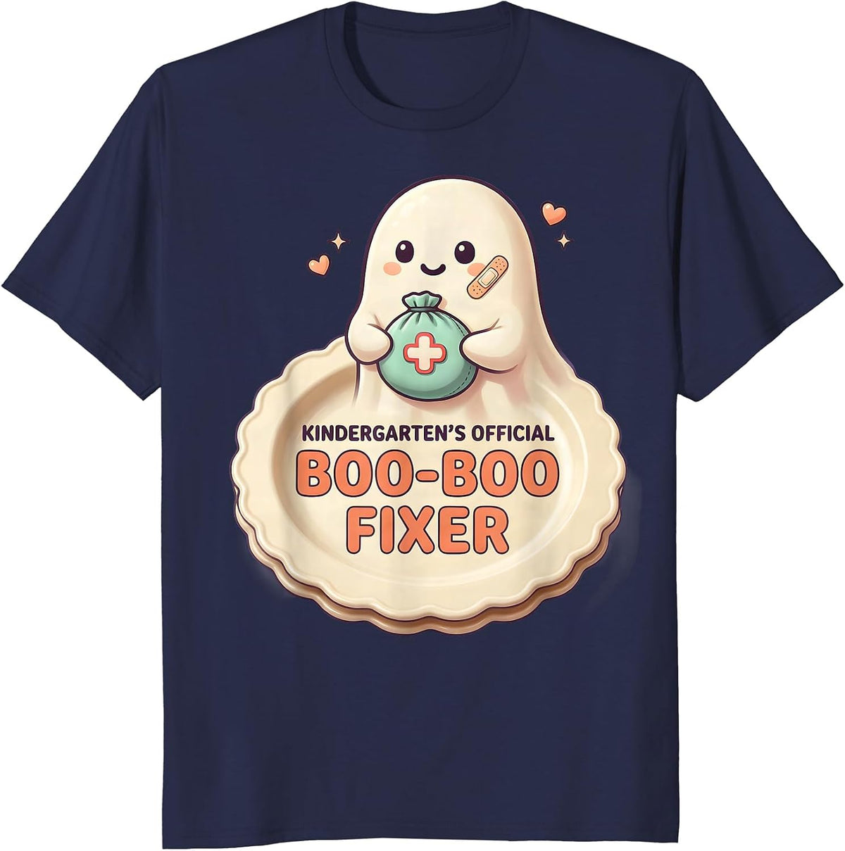 Men's Kindergarten's Official Boo-Boo Fixer Cute Kawaii Halloween T-Shirt - Navy Blue