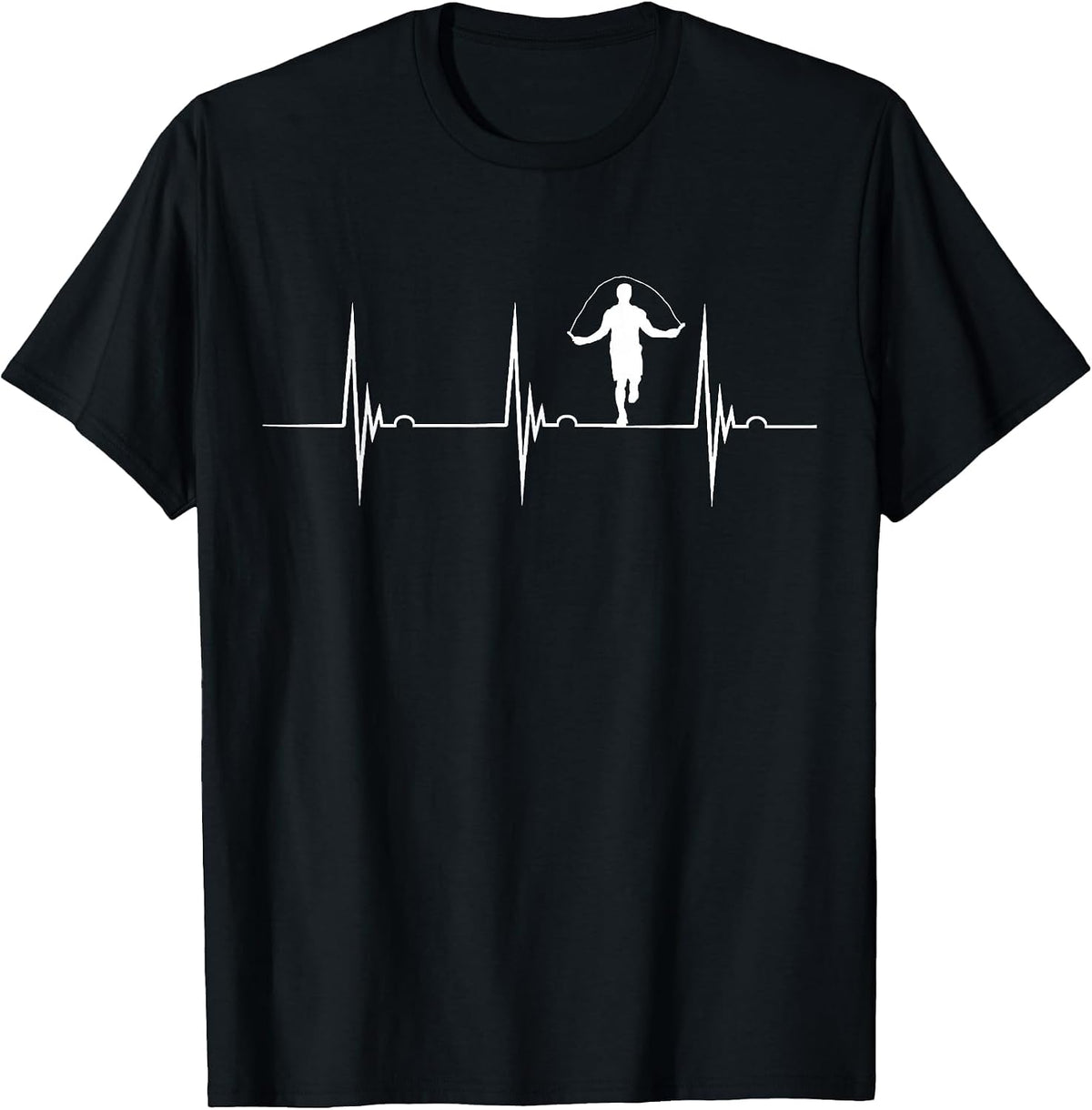 Rope Jumping Heartbeat EKG Pulse Jump Rope Skipping T-Shirt - Black