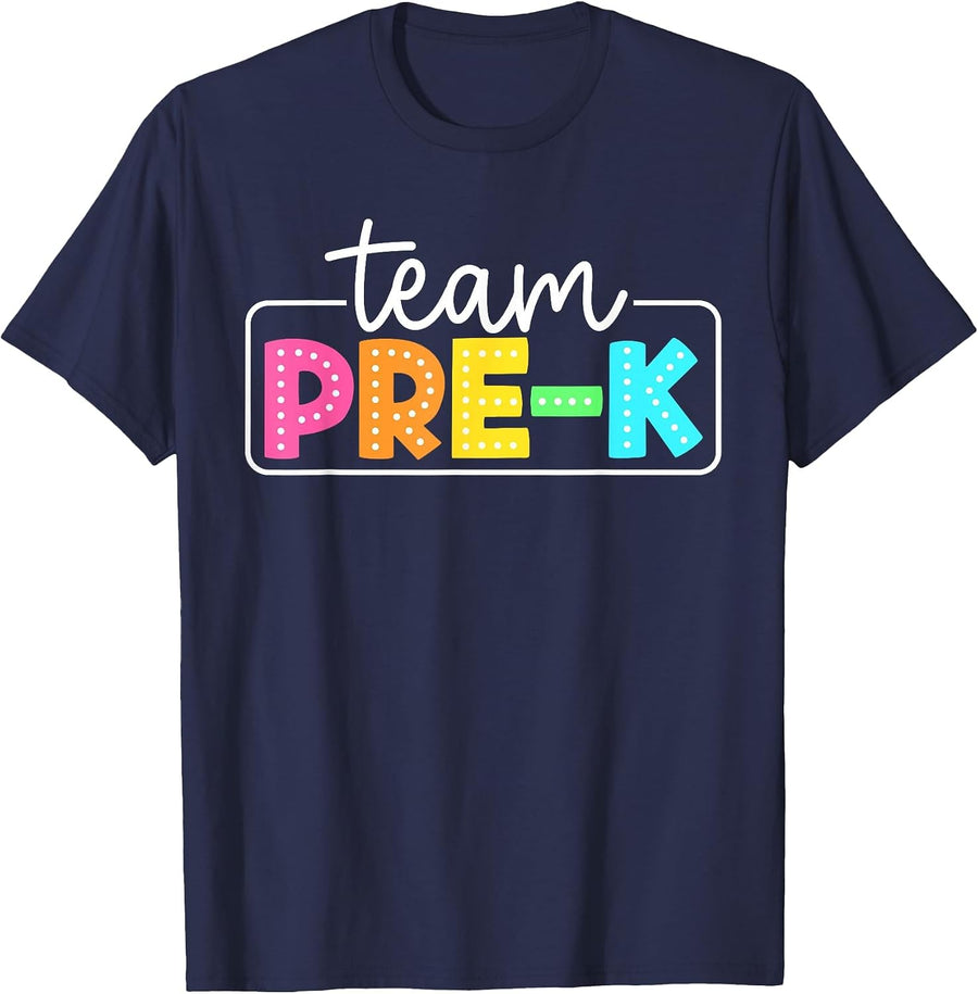 Team Pre-k Back to School Teachers Students T-Shirt - Navy Blue
