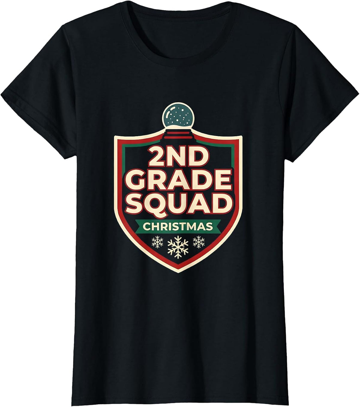 2nd Grade Squad Christmas Teacher Squad Holiday Spirit T-Shirt - Black