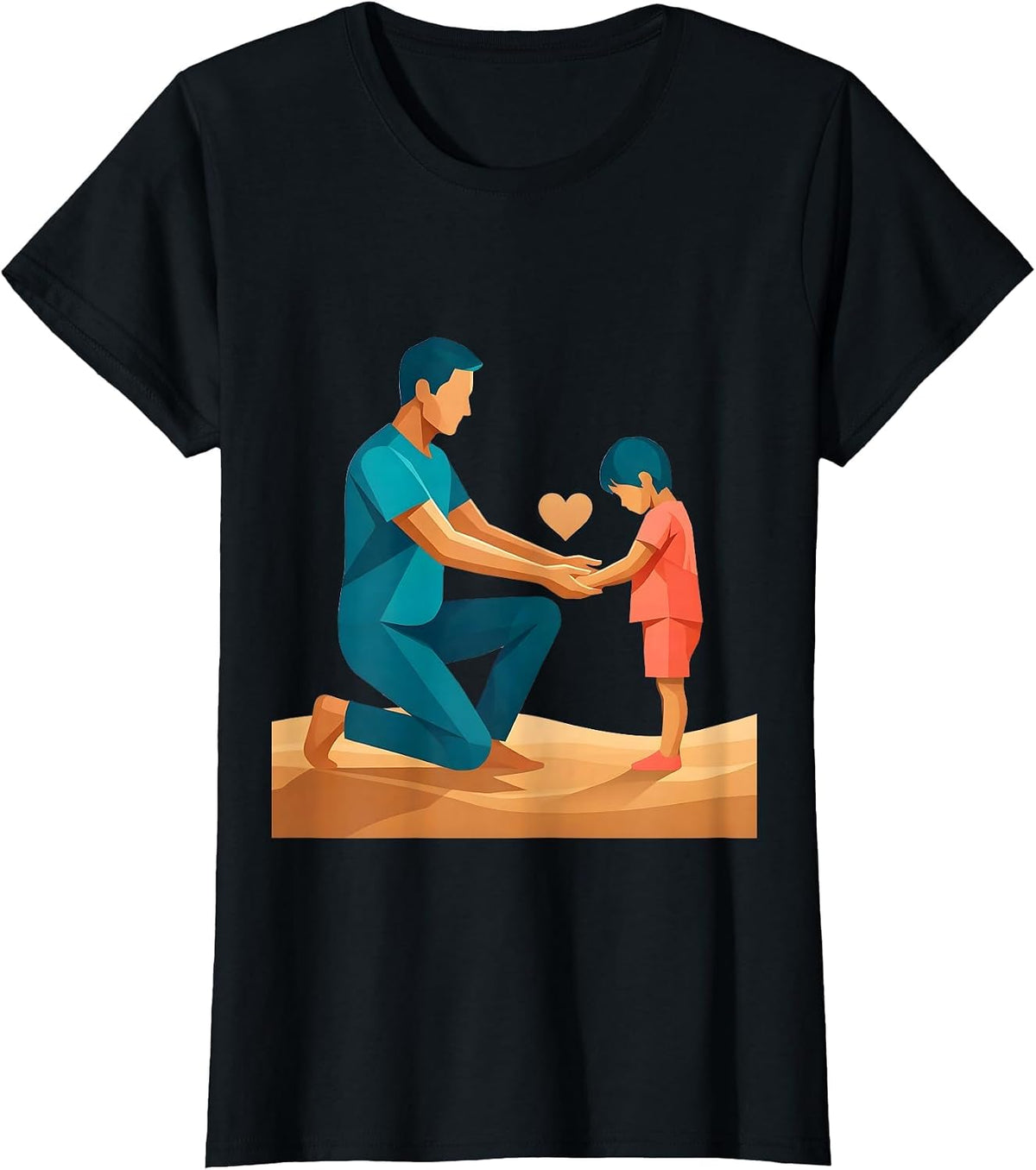 Women's Social Worker Comforting Child Graphic Design T-Shirt - Black