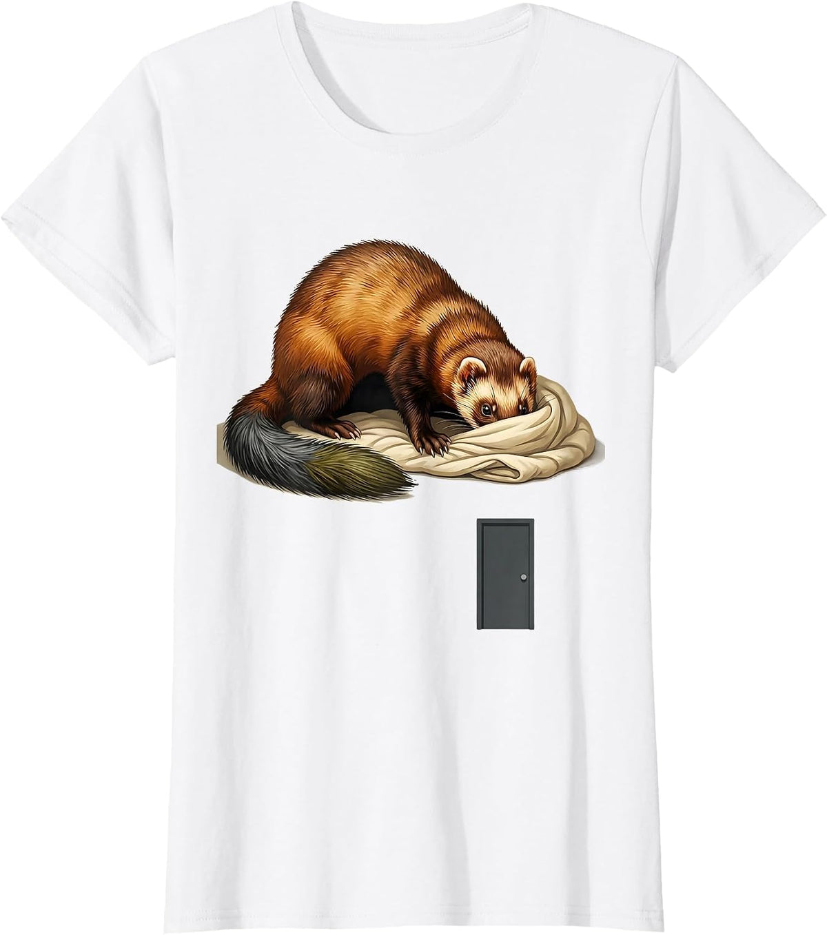 Ferret Blanket Fort Midcentury Modern Funny Gift T-Shirt - White