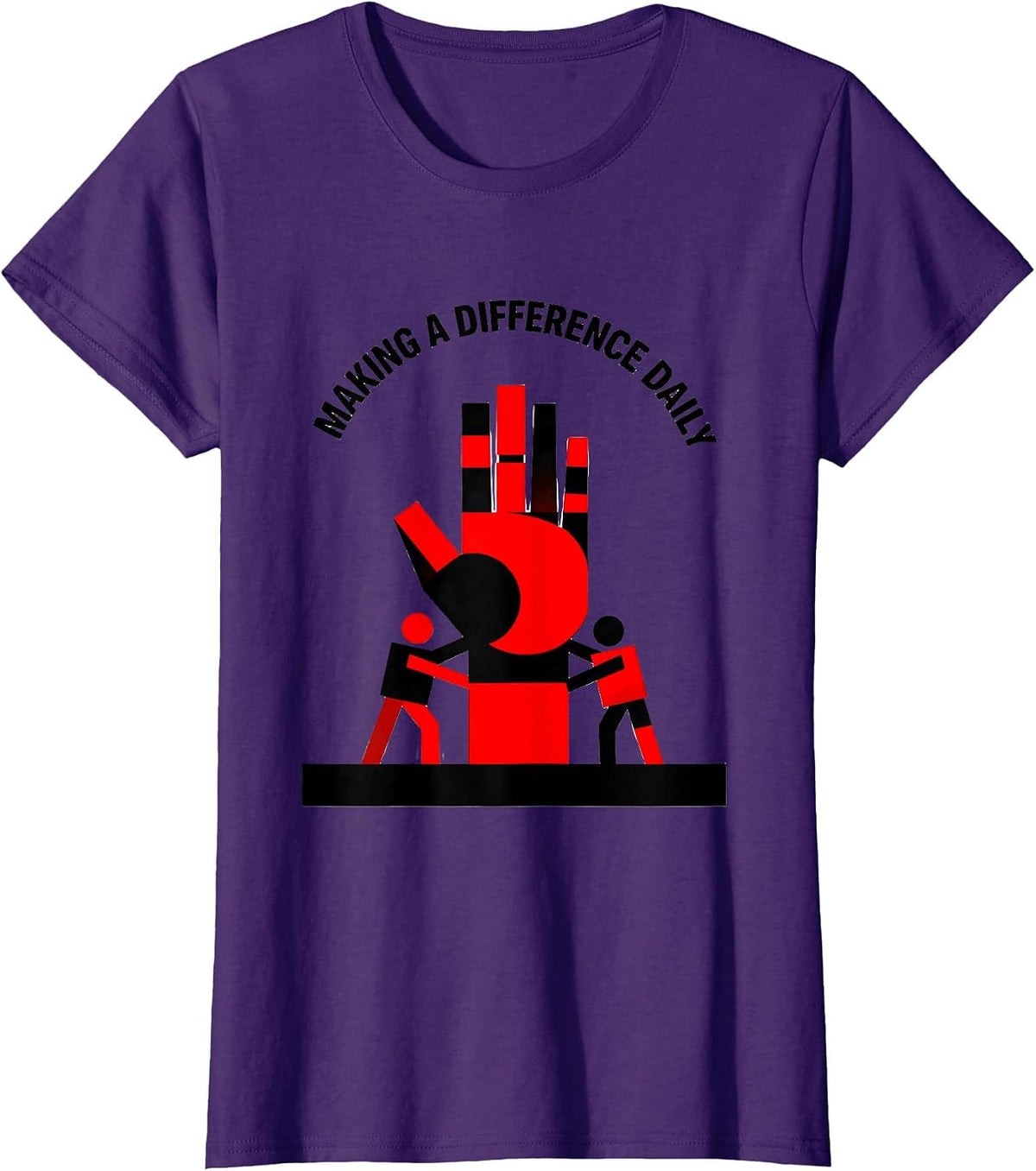 Women's Making a Difference Daily Social Worker Design T-Shirt - Purple