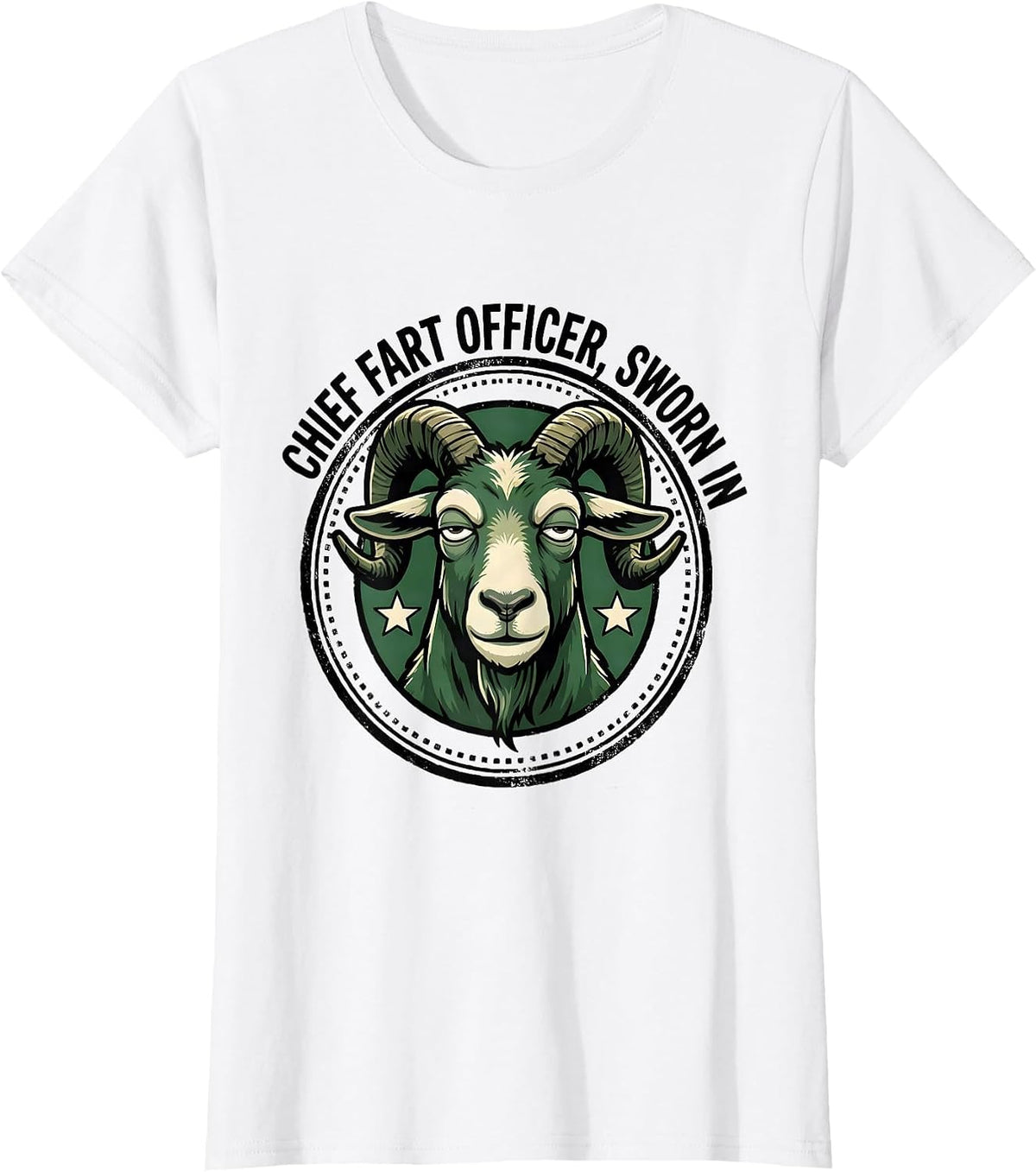 Women's Chief Fart Officer, Sworn In Funny Goat Meme Humor T-Shirt - White