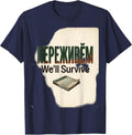 Переживём — We'll Survive Vintage Soviet-Era Russian T-Shirt - Navy Blue
