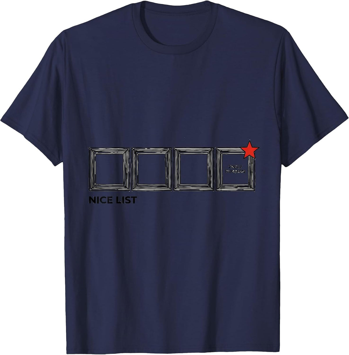 Men's Nice List, Truly Russian Funny Russian Heritage Christmas T-Shirt - Navy Blue