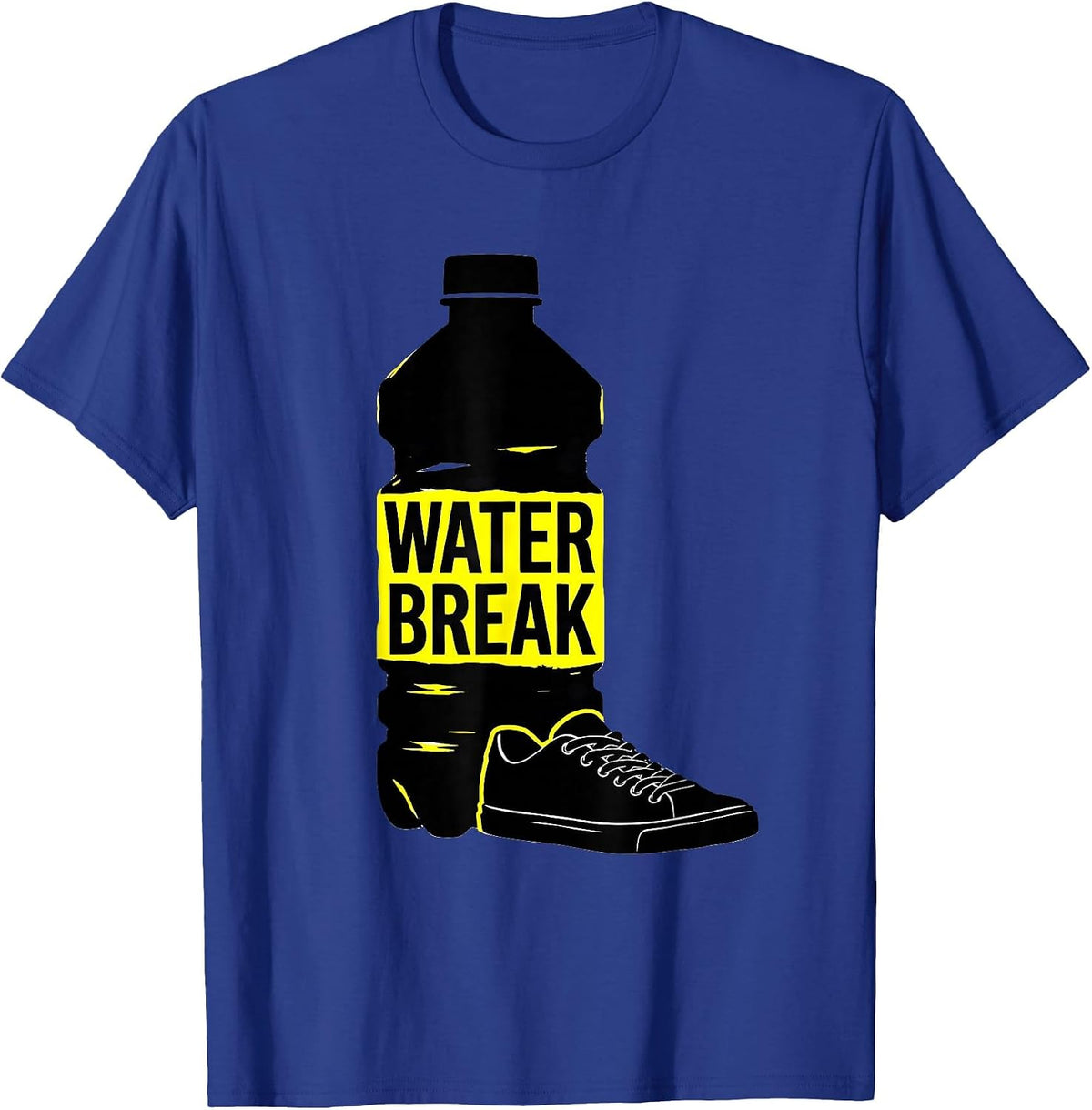 Men's Water Break Stencil Graphic PE Teacher Gym Coach Back T-Shirt - Royal Blue