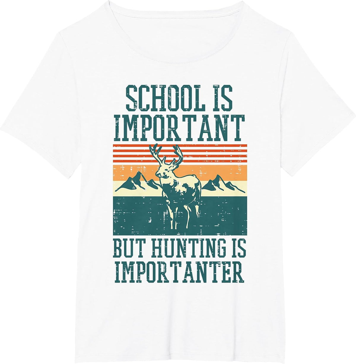 School Important Hunting Importanter Funny Deer Hunter Boys T-Shirt - White