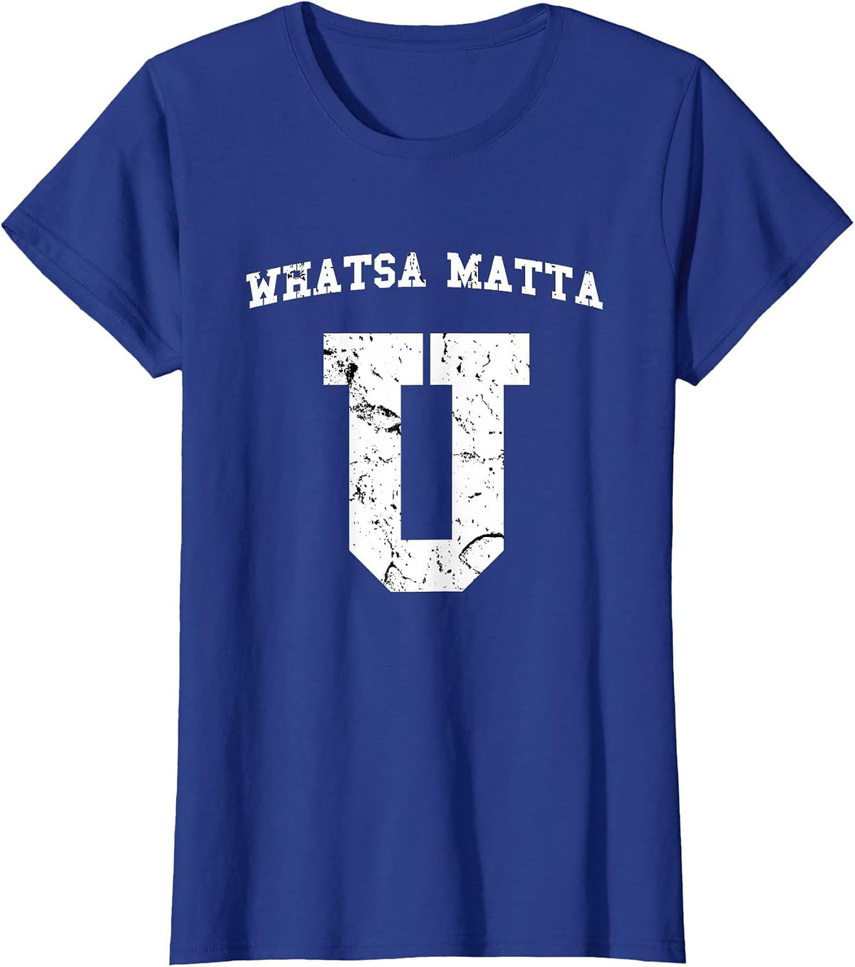WhatSamatta U Fake College University Jersey Design T-Shirt - Royal Blue