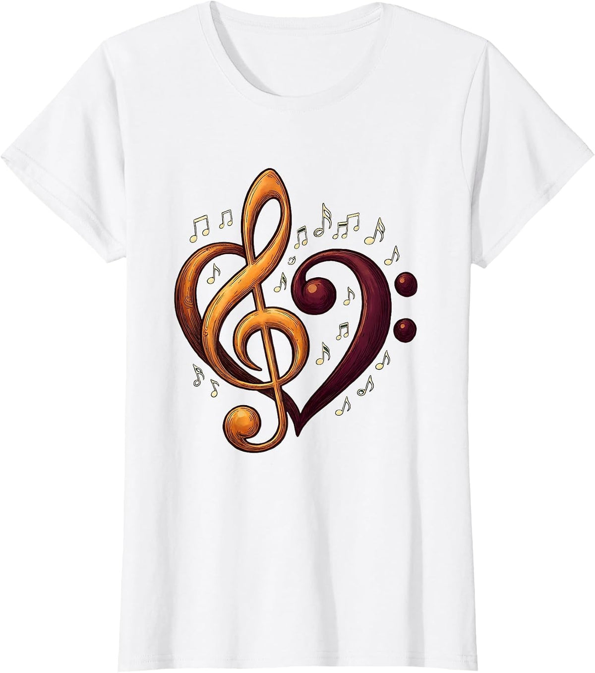 Music Teacher Treble Bass Clef Duo Graphic T-Shirt - White