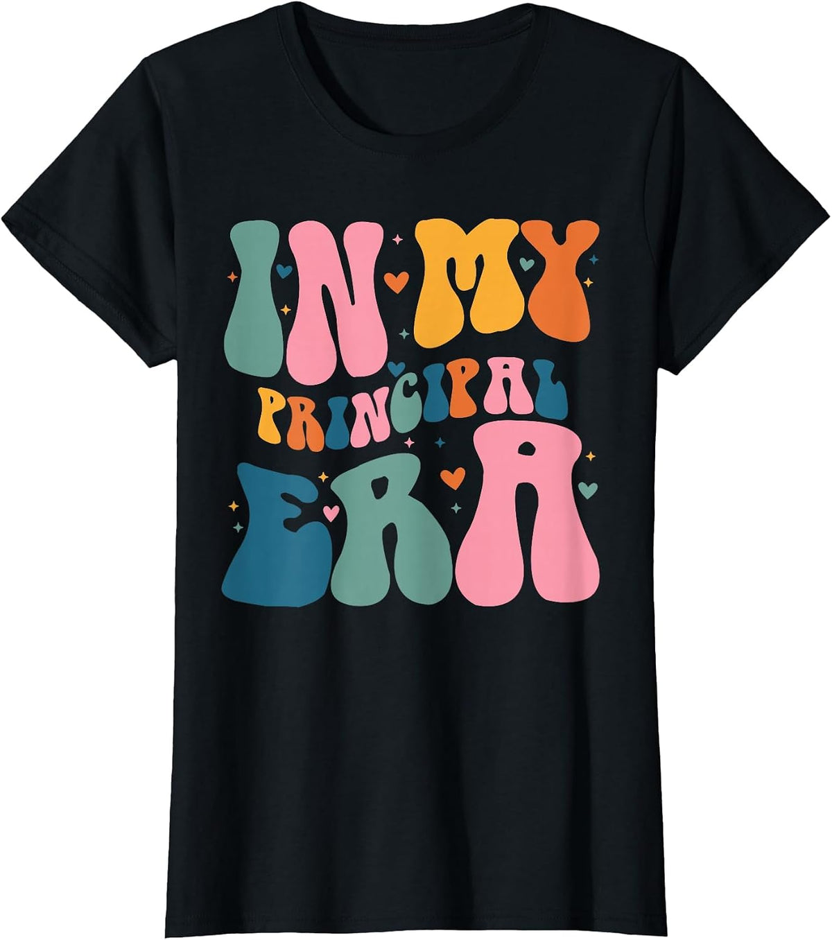 in My Principal Era Funny Groovy Color T-Shirt - Black