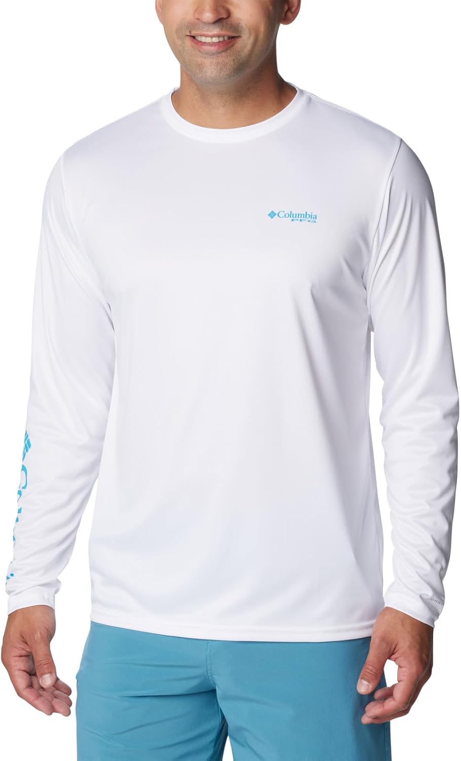 Columbia Men's Terminal Tackle PFG Bait Jumper Long Sleeve - White\/Ocean Mint Bait Jumper Salt