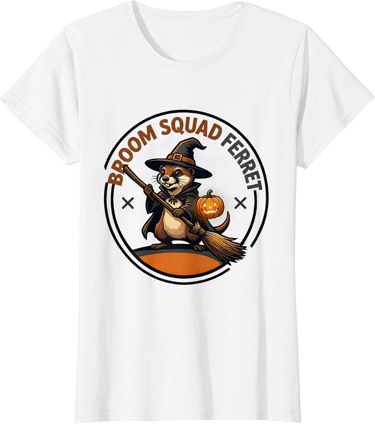 Broom Squad Ferret Halloween Witch Mascot Costume Group T-Shirt - White