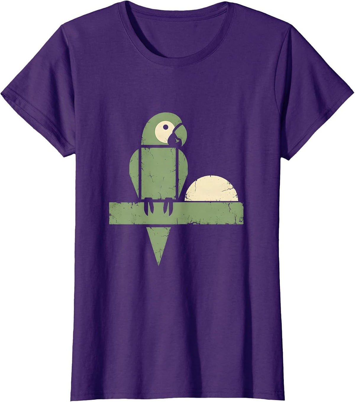 Women's Puerto Rican Parrot Perched on Branch Illustration T-Shirt - Purple