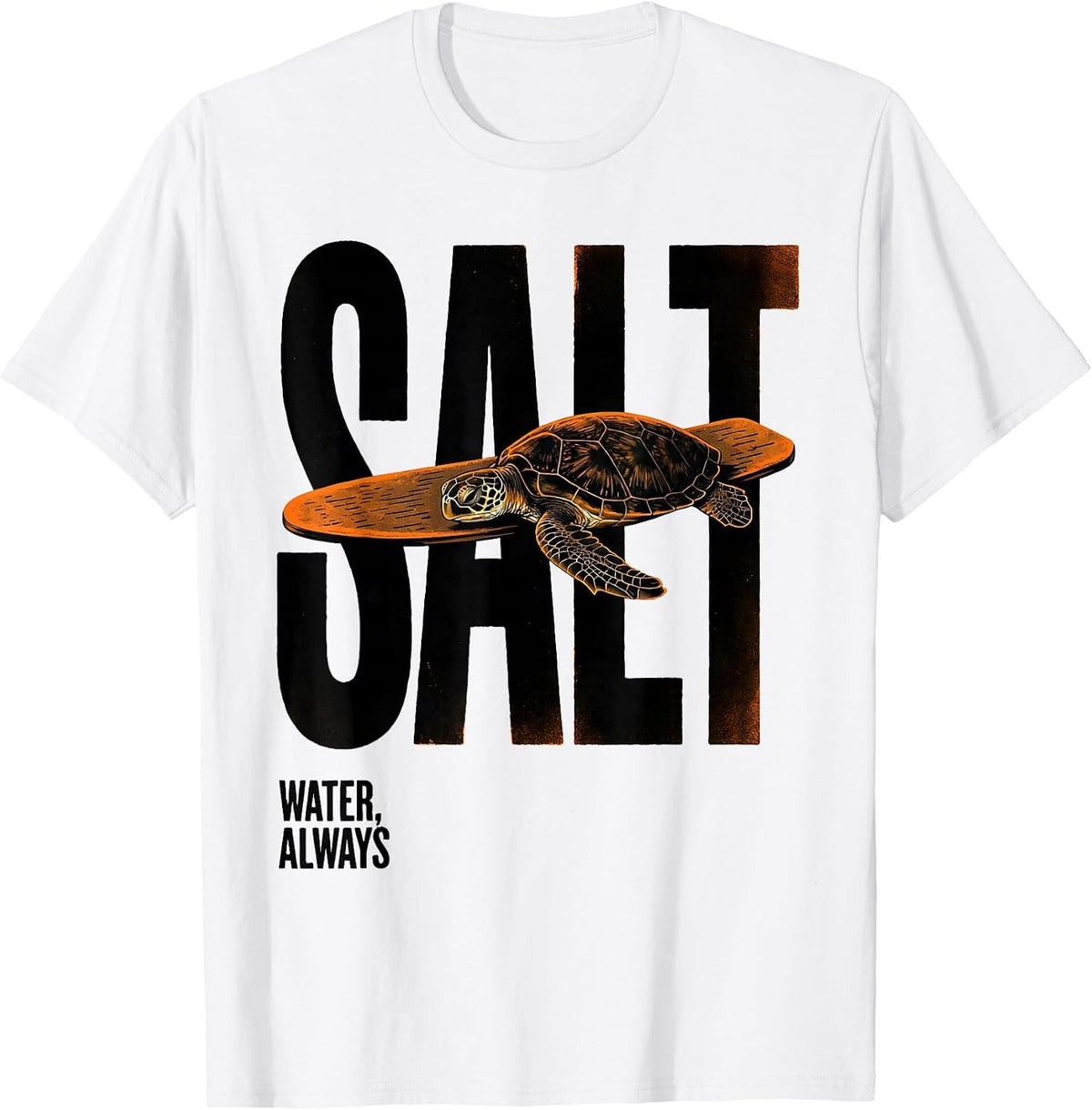 Men's Salt Water, Always Sea Turtle Ocean Animal Lover T-Shirt - White
