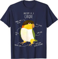 Anatomy of a Black-Headed Caique, Cute Funny Pet Bird Parrot T-Shirt - Navy Blue