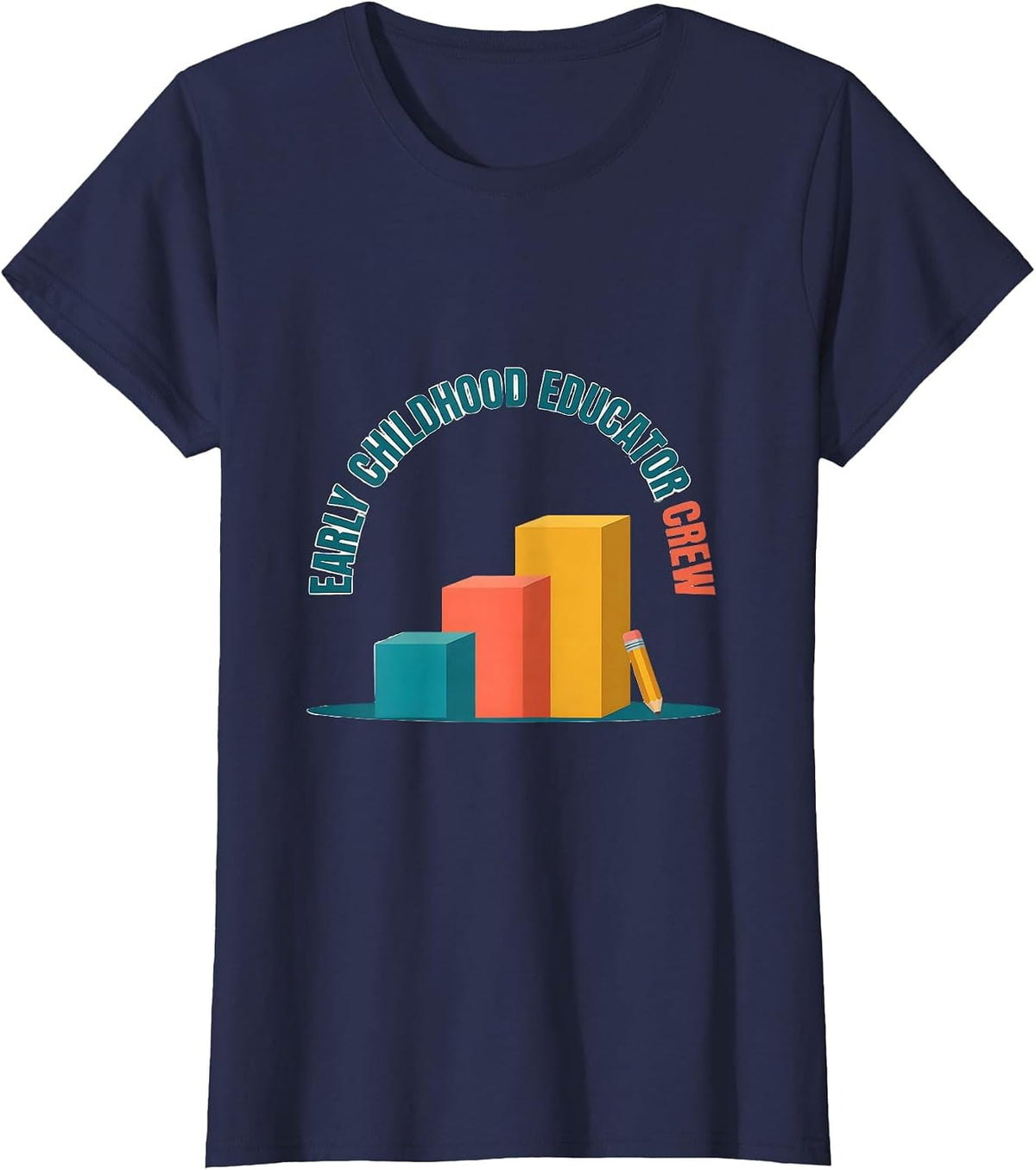 Women's Early Childhood Educator Crew Preschool Teacher Daycare T-Shirt - Navy Blue