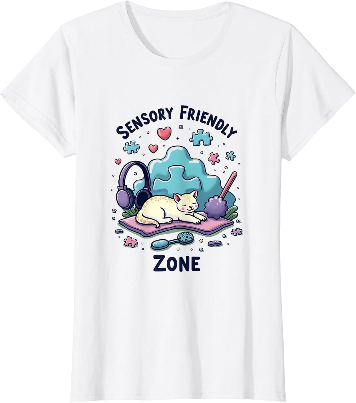 Sensory Friendly Zone Autism Awareness Design T-Shirt - White