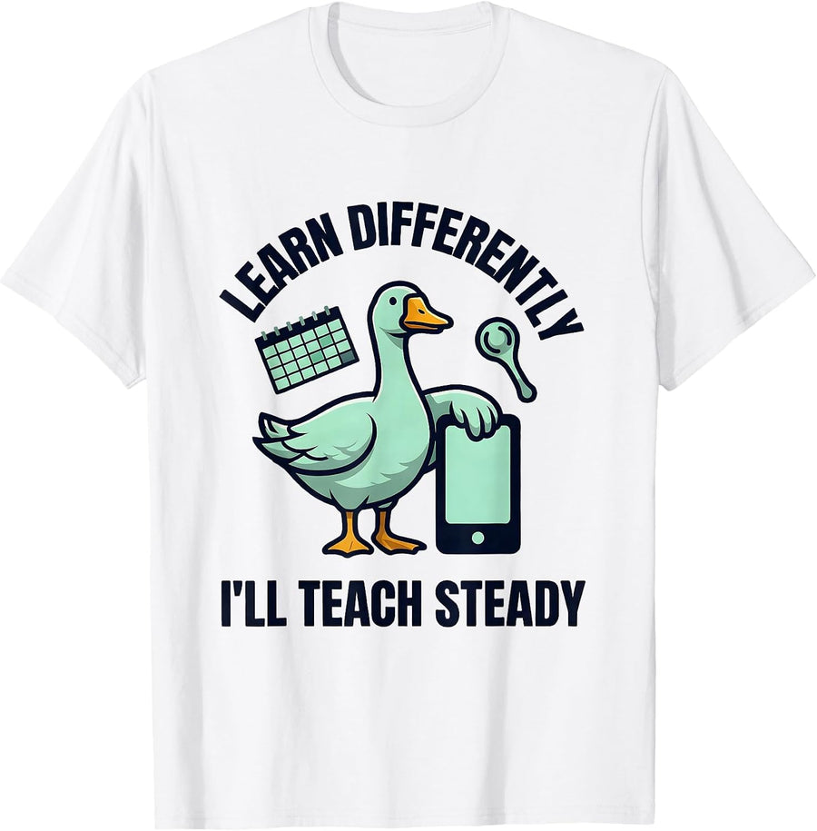 Men's Learn Differently, I'll Teach Steady Funny Special Education T-Shirt - White