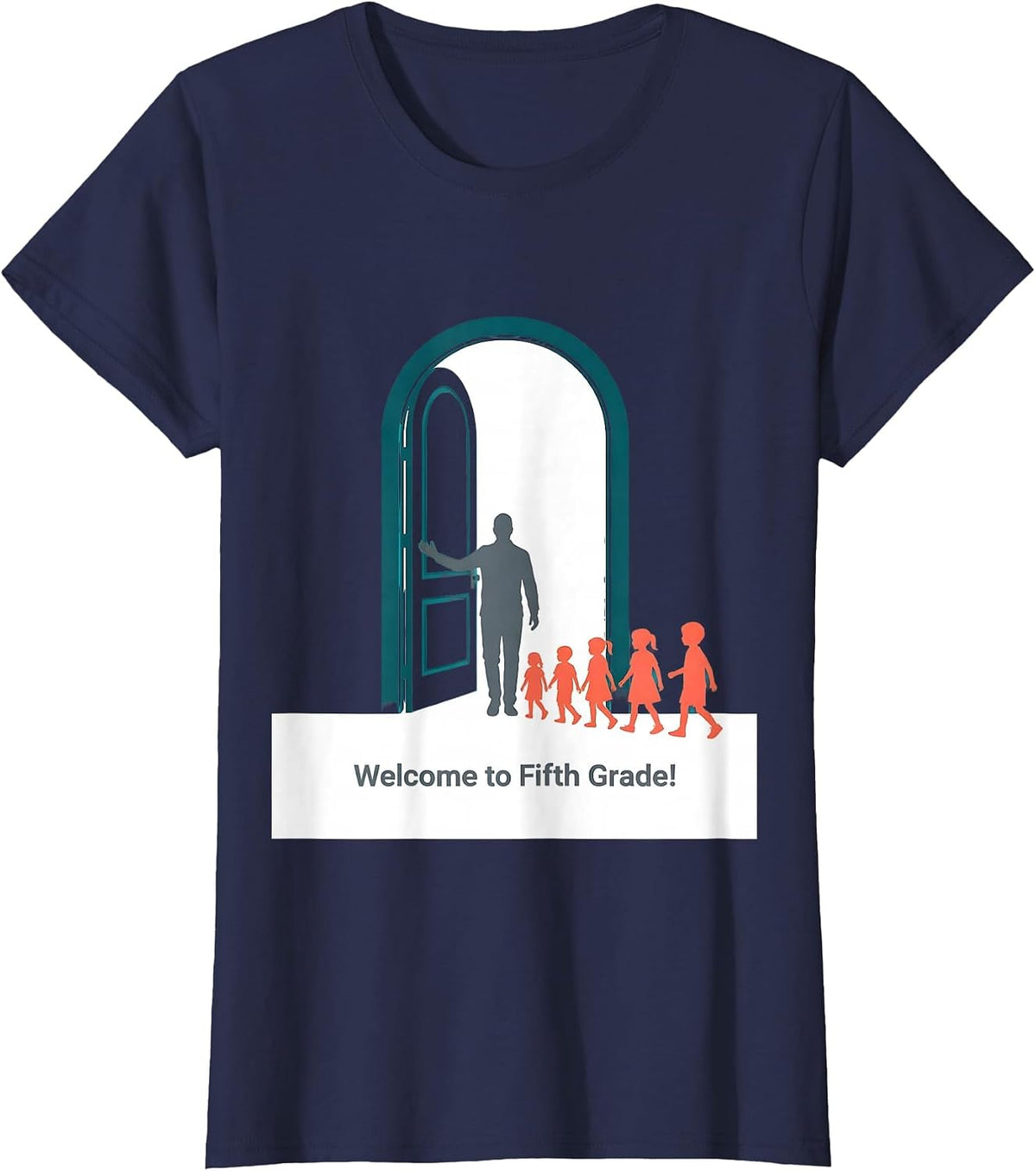 Women's Welcome to Fifth Grade! Playful Teacher Back to School T-Shirt - Navy Blue