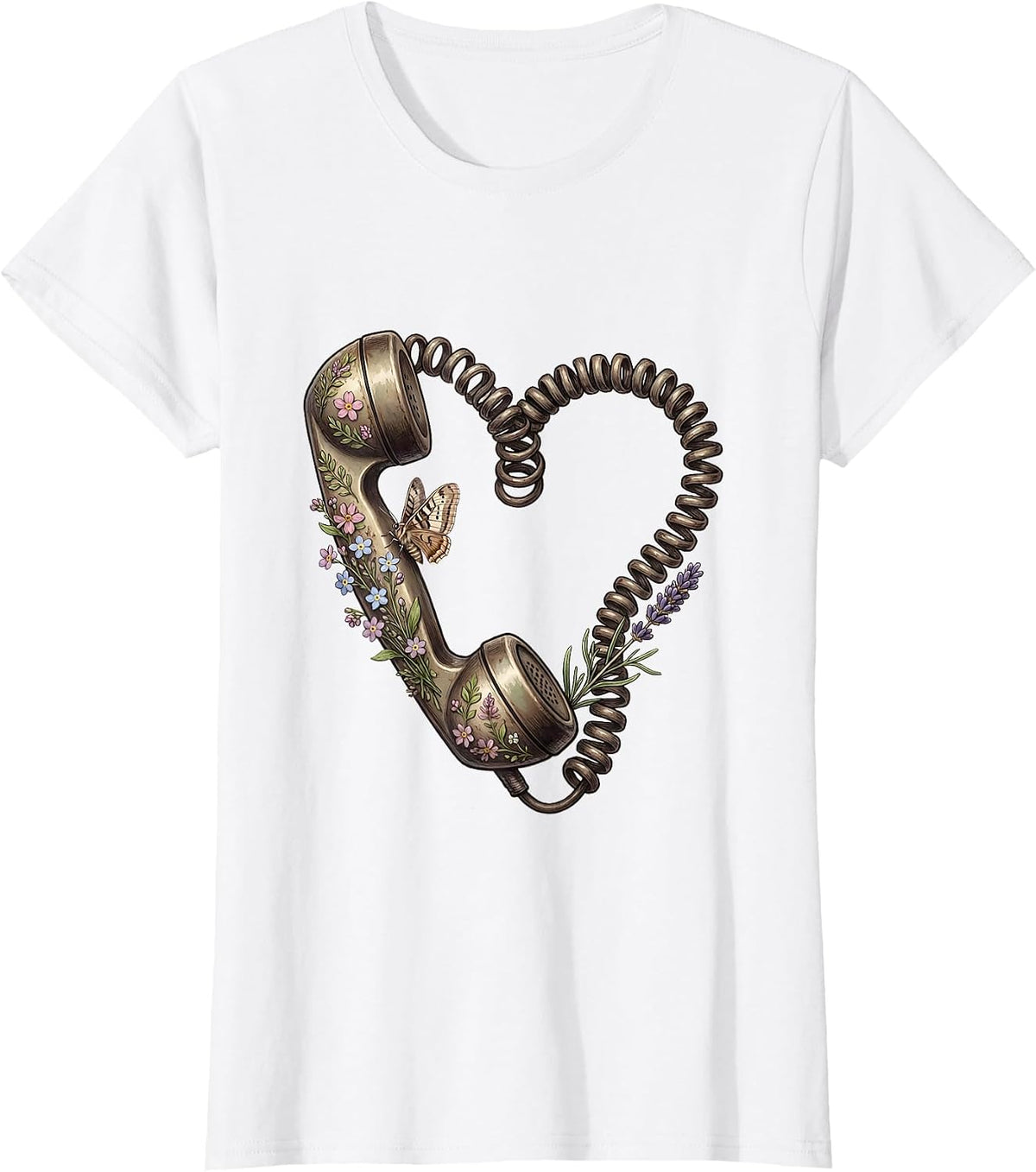 Social Worker Heart Telephone Receiver Graphic T-Shirt - White