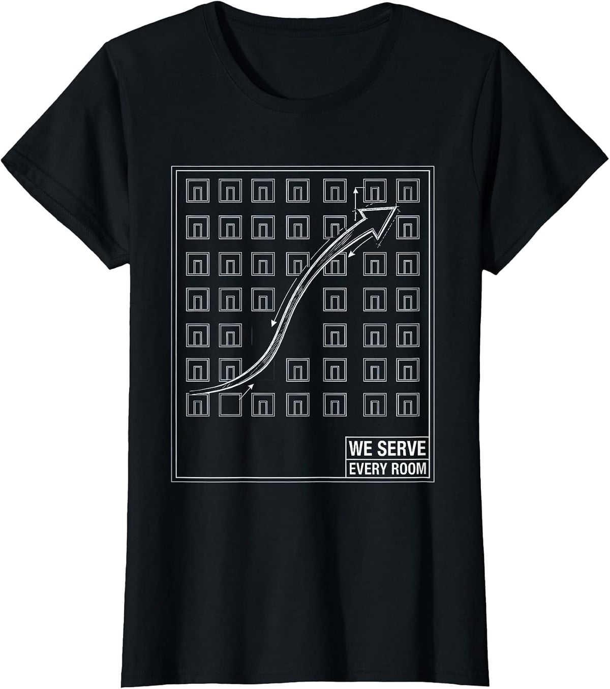 We Serve Every Room Technical Blueprint Specialist Teacher T-Shirt - Black